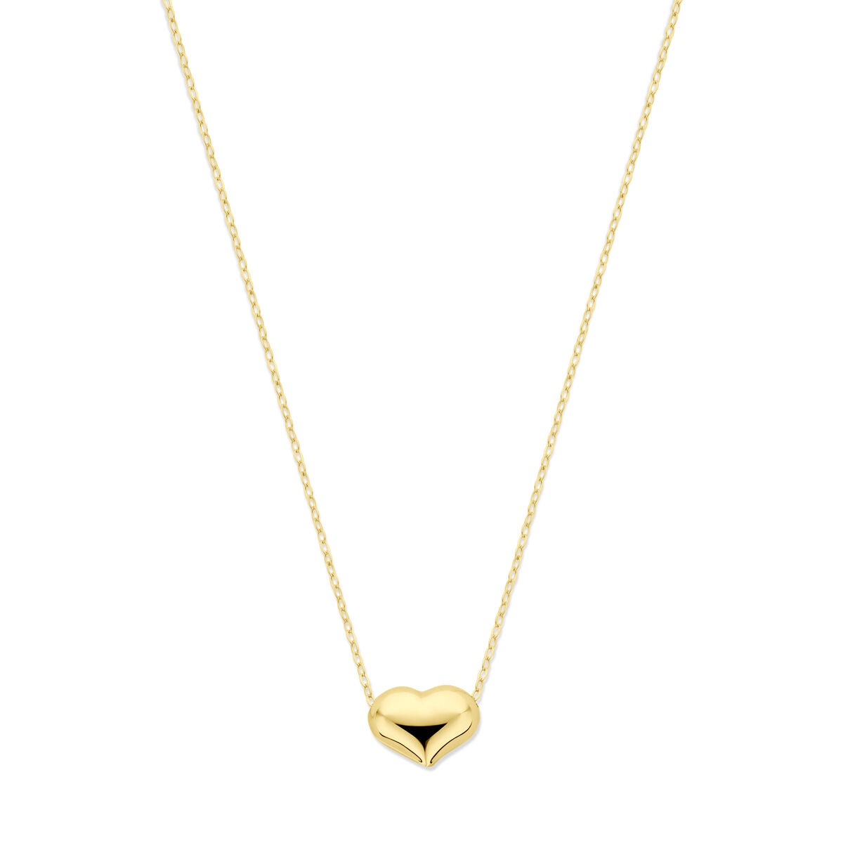 Collier en or jaune avec un pendentif en forme de cœur.