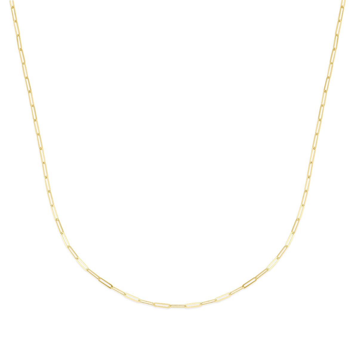 Collier en or 14 carats avec maillons paperclip, 1,8 mm de large et 45 cm de long.
