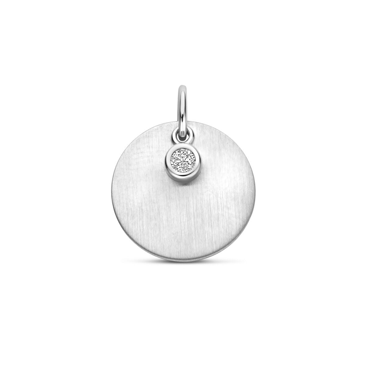 Pendentif en argent rhodié 925 avec une finition mate et un zircon.