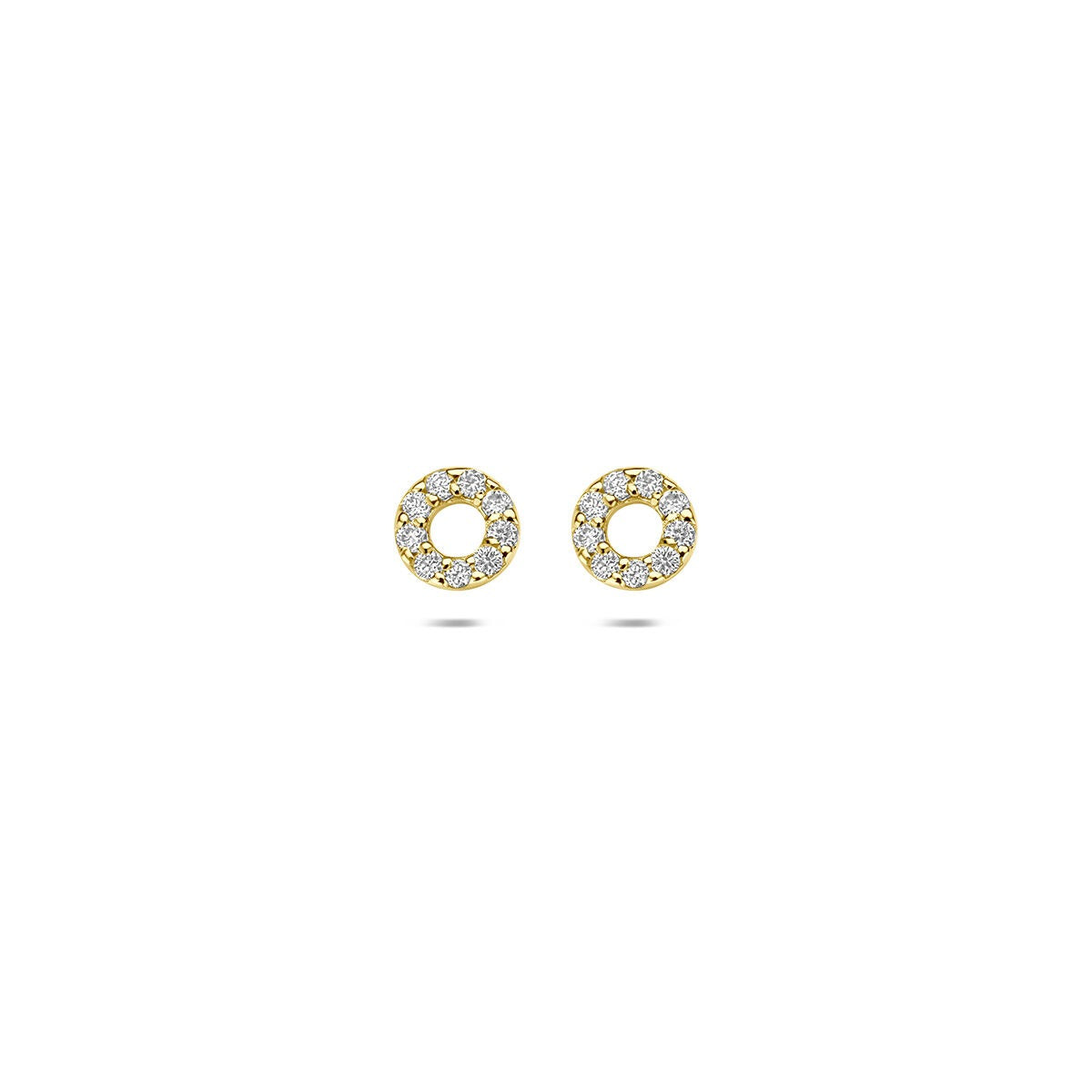 Boucles d'oreilles en or jaune 14 carats avec diamant cultivé en laboratoire de 0,092 ct.