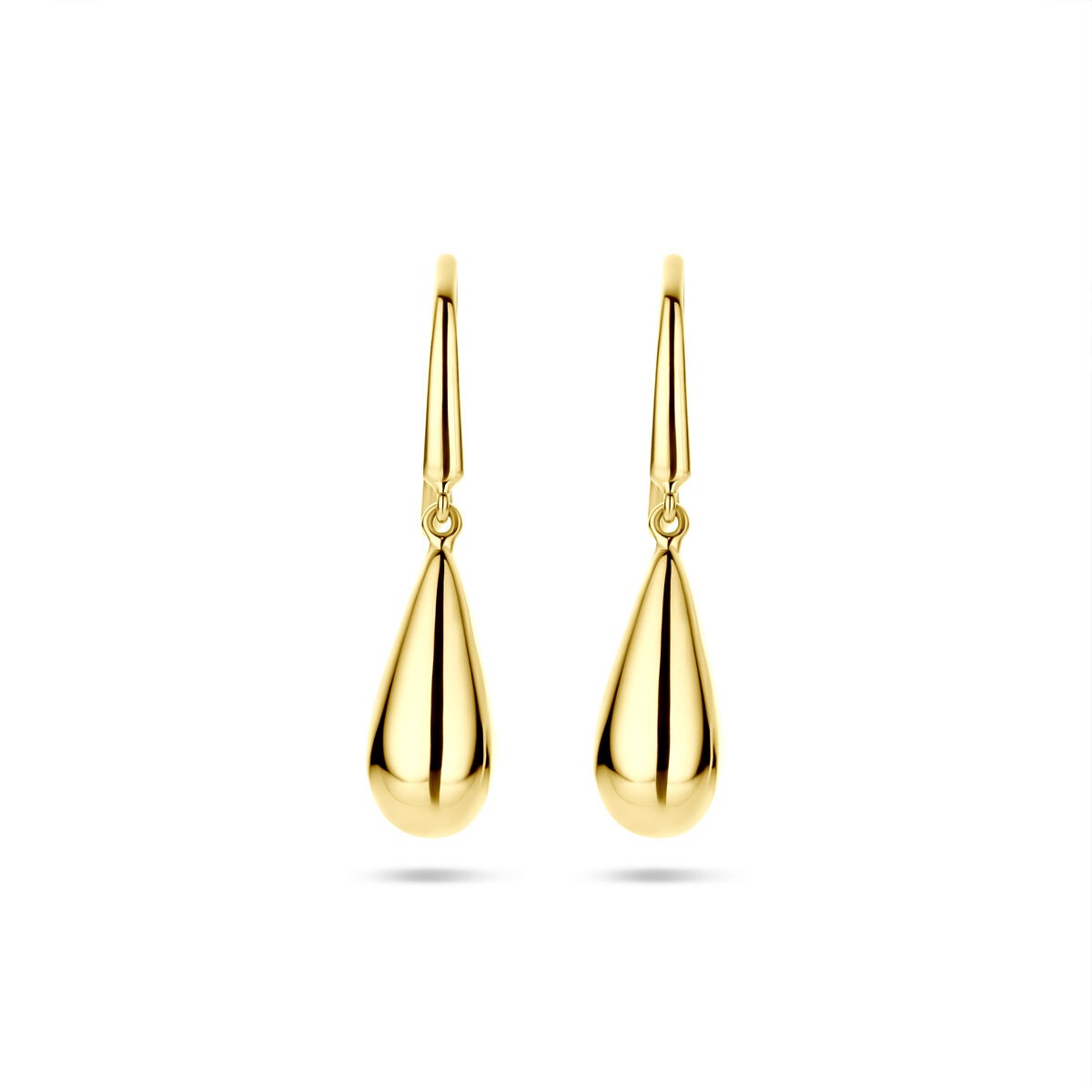 Boucles d'oreilles en or 14 carats en forme de goutte, mesurant 14,5 mm.