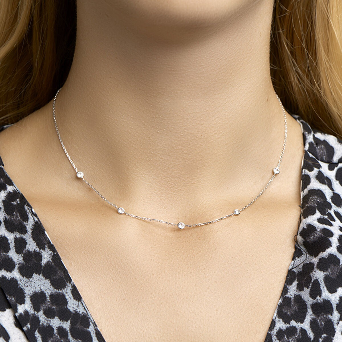 Collier ancre en argent avec zircone – rhodié argent 925