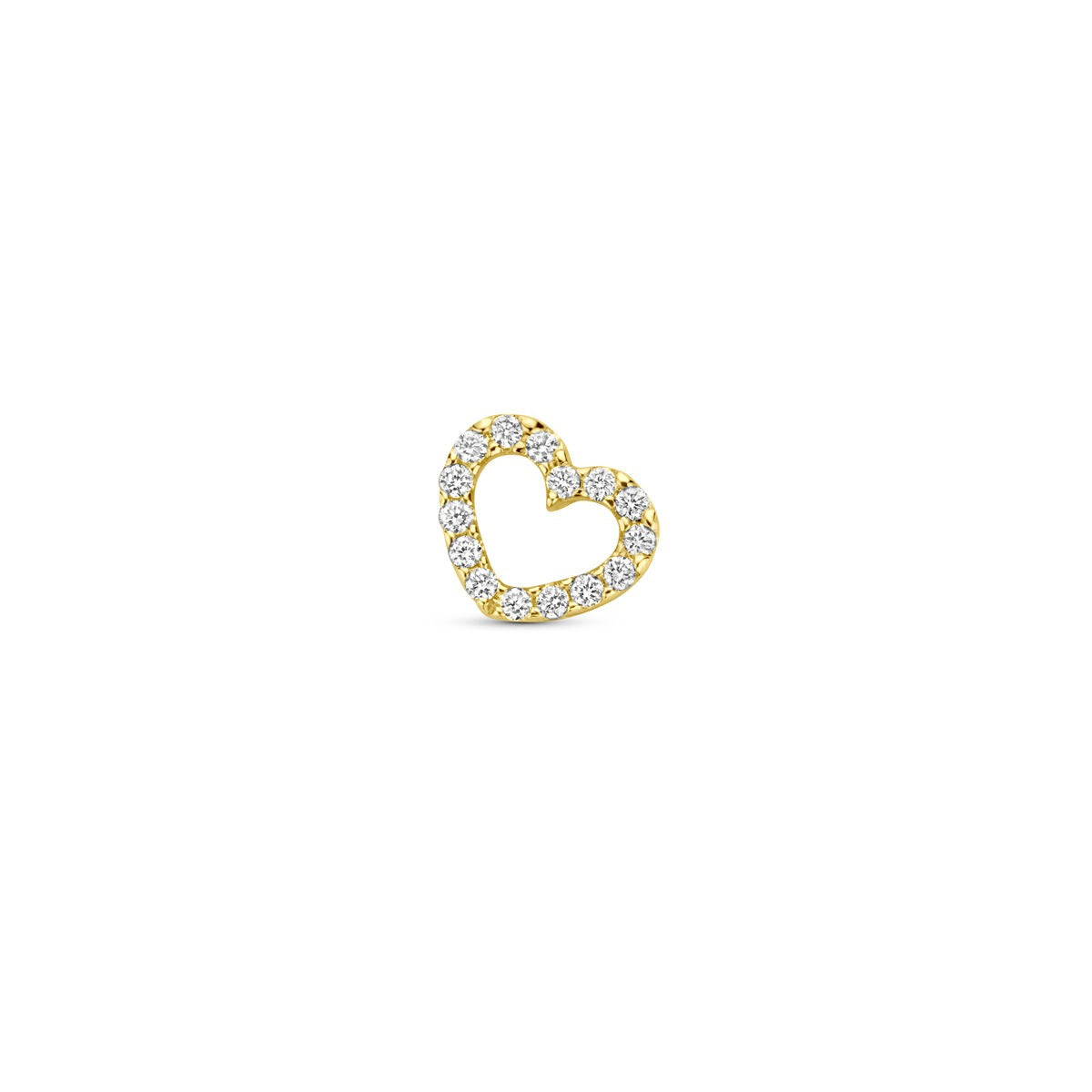 Pendentif en cœur en or jaune 14 carats, orné de diamants brillants.