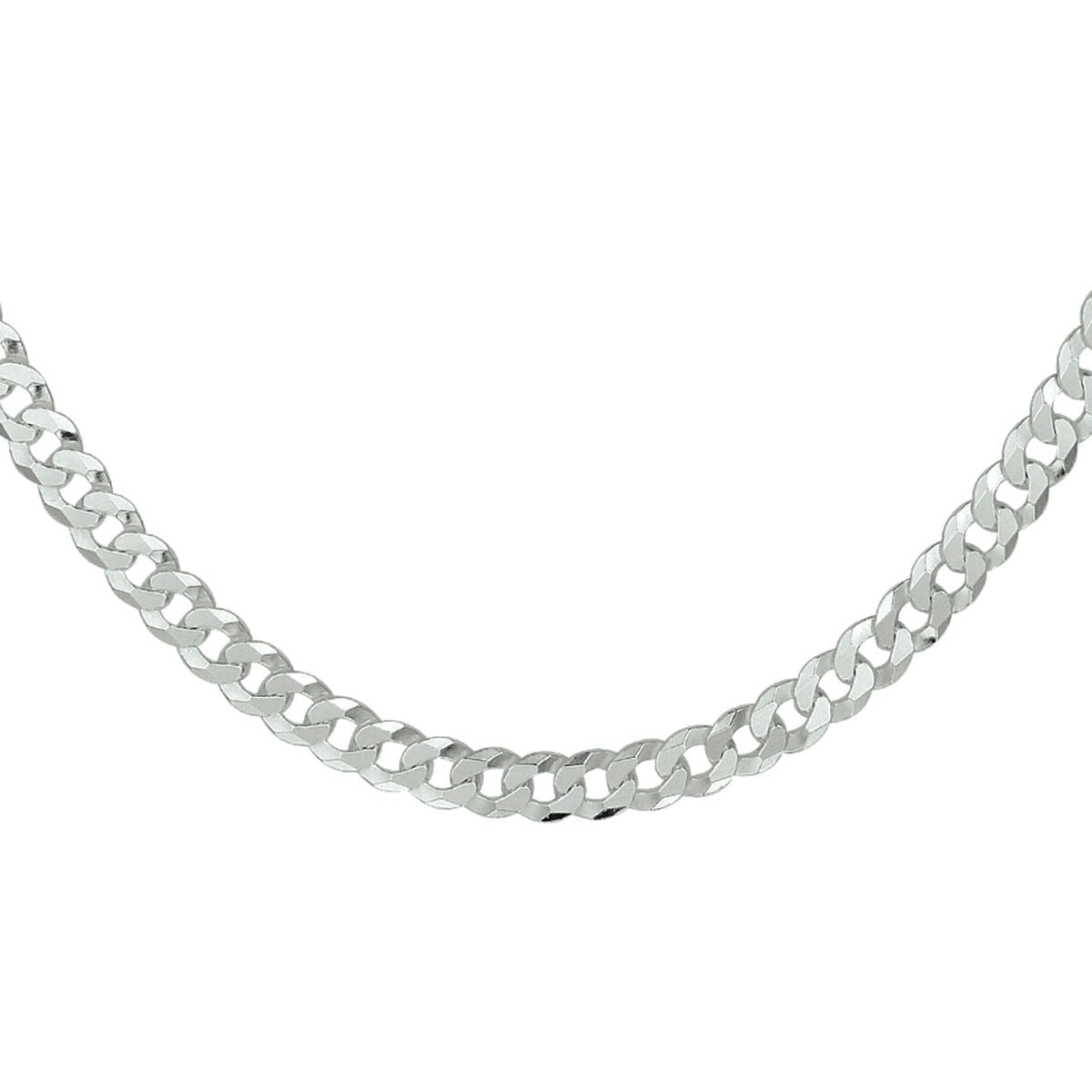 Gerhodineerd zilveren gourmette collier van 5,4 mm breed en 50 cm lang met een glanzende afwerking.