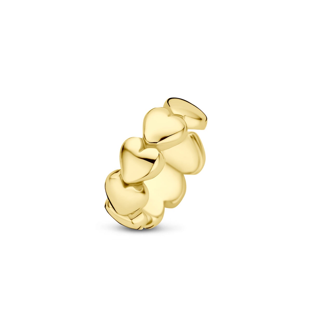 Ear cuff en argent 925 doré avec des motifs en forme de cœurs.