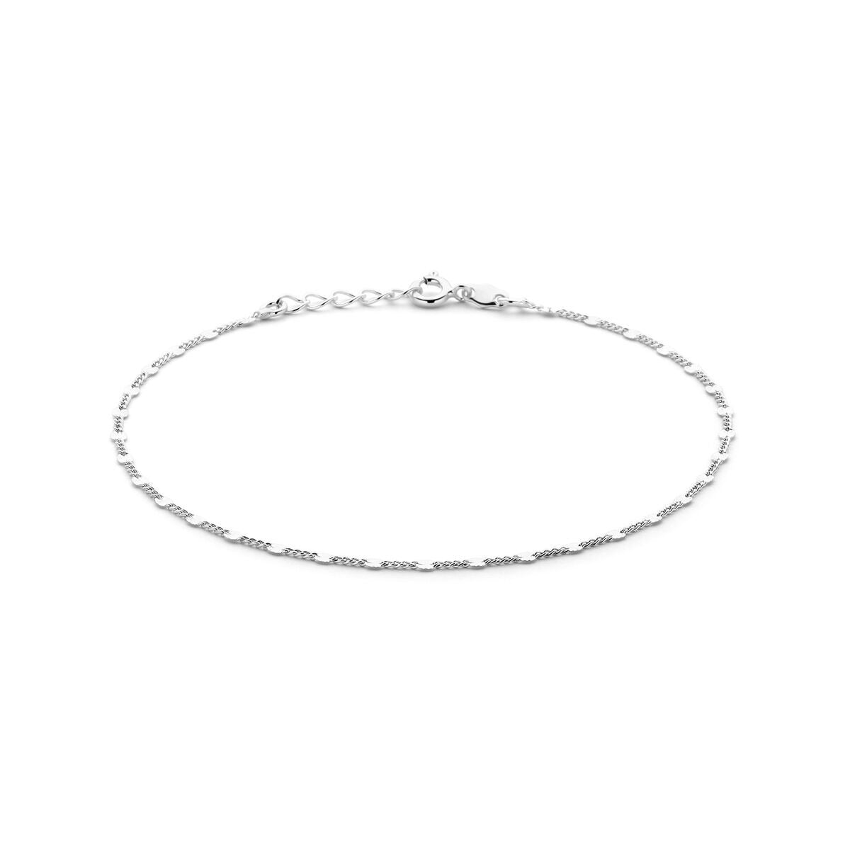 Bracelet en argent rhodié avec maillons rectangulaires, longueur de 24 à 26 cm.