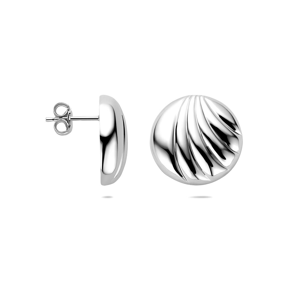 Puces d'oreilles rhodiées en argent pour femme – 18 mm