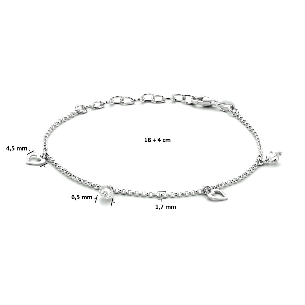 Bracelet de cheville pour enfant en argent avec pierre transparente – rhodié argent 925