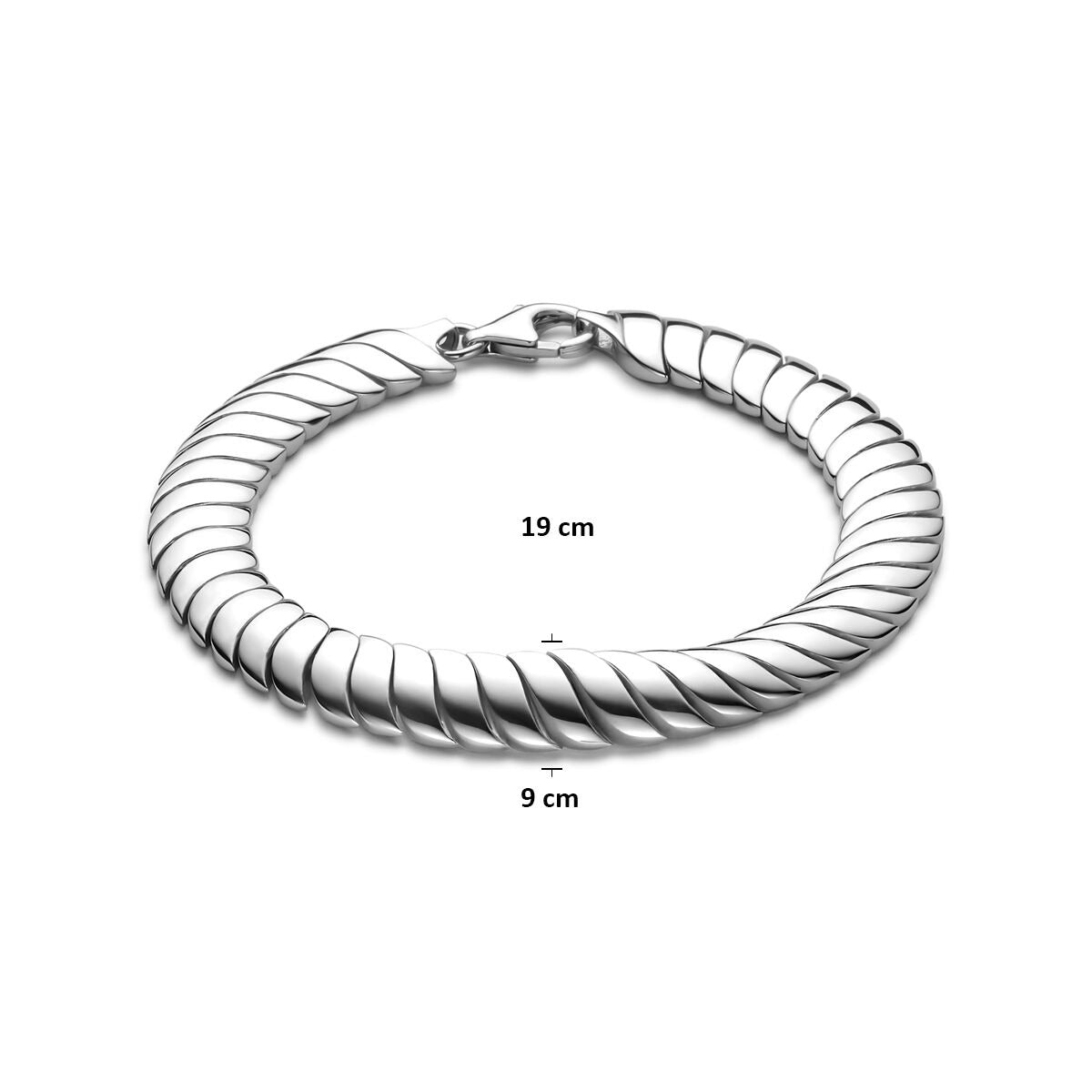 Bracelet pour femme en argent – rhodié avec maille omega 9 mm 19 cm