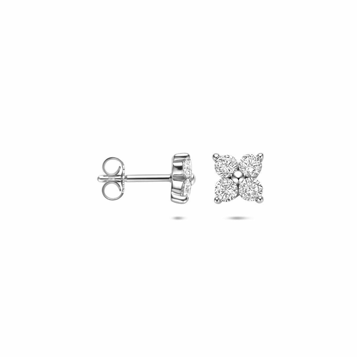 Puces d'oreilles en argent avec zircone – rhodié argent 925