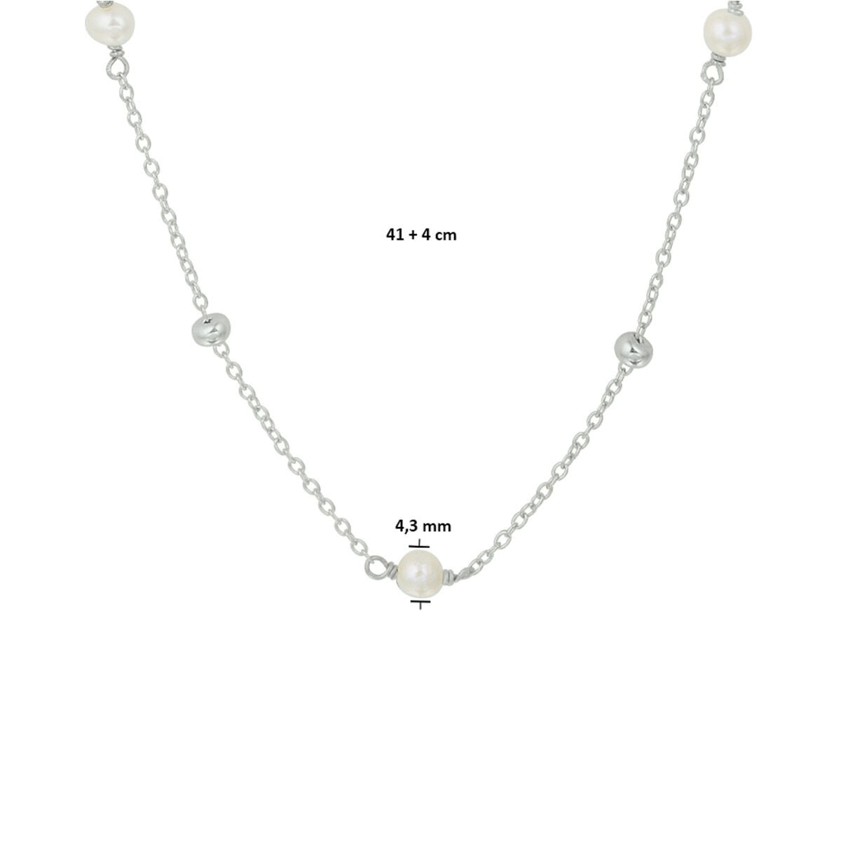 collier perle 41 + 4 cm argent rhodié