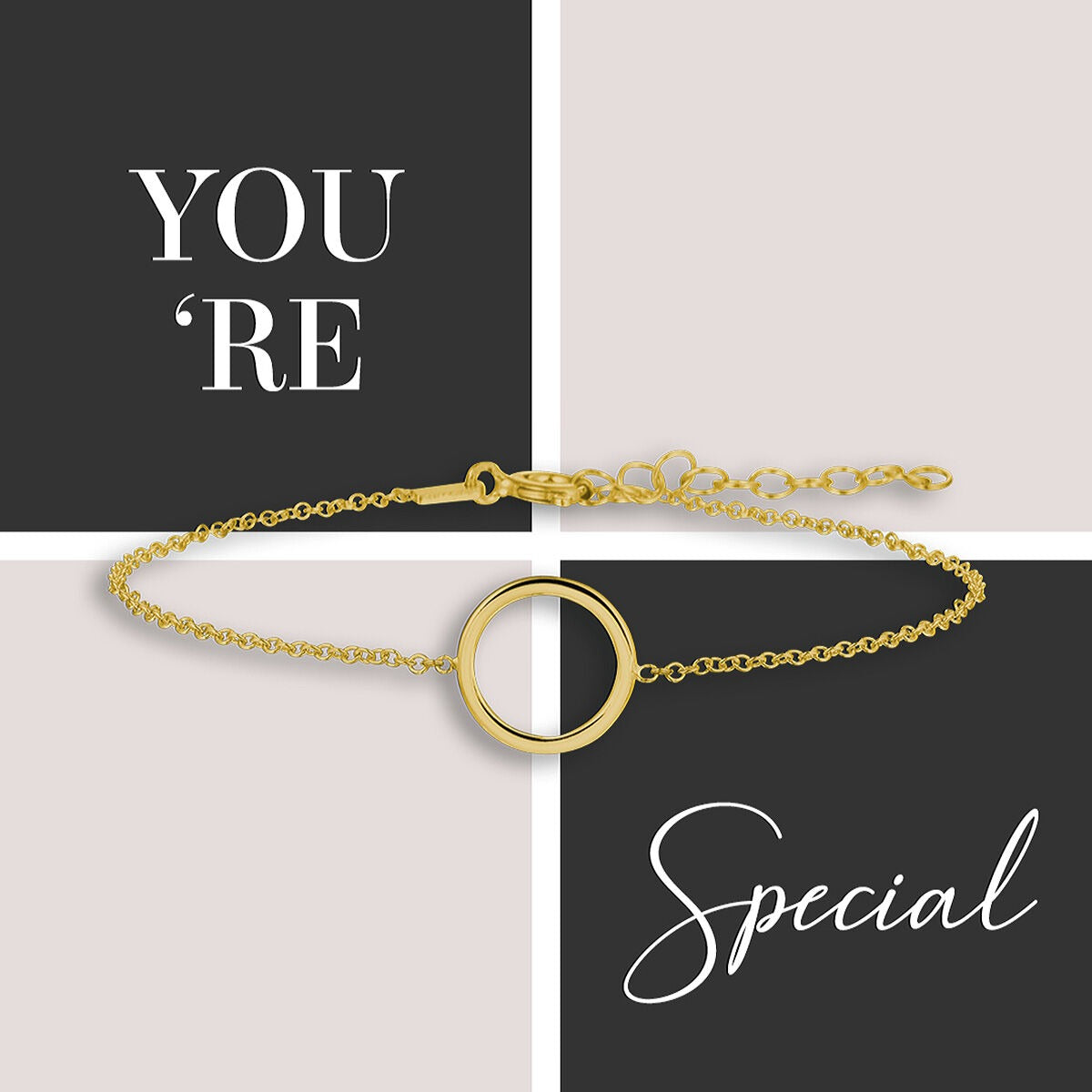 Bracelet pour femme en argent plaqué or – or jaune sur argent 925 avec élément rond