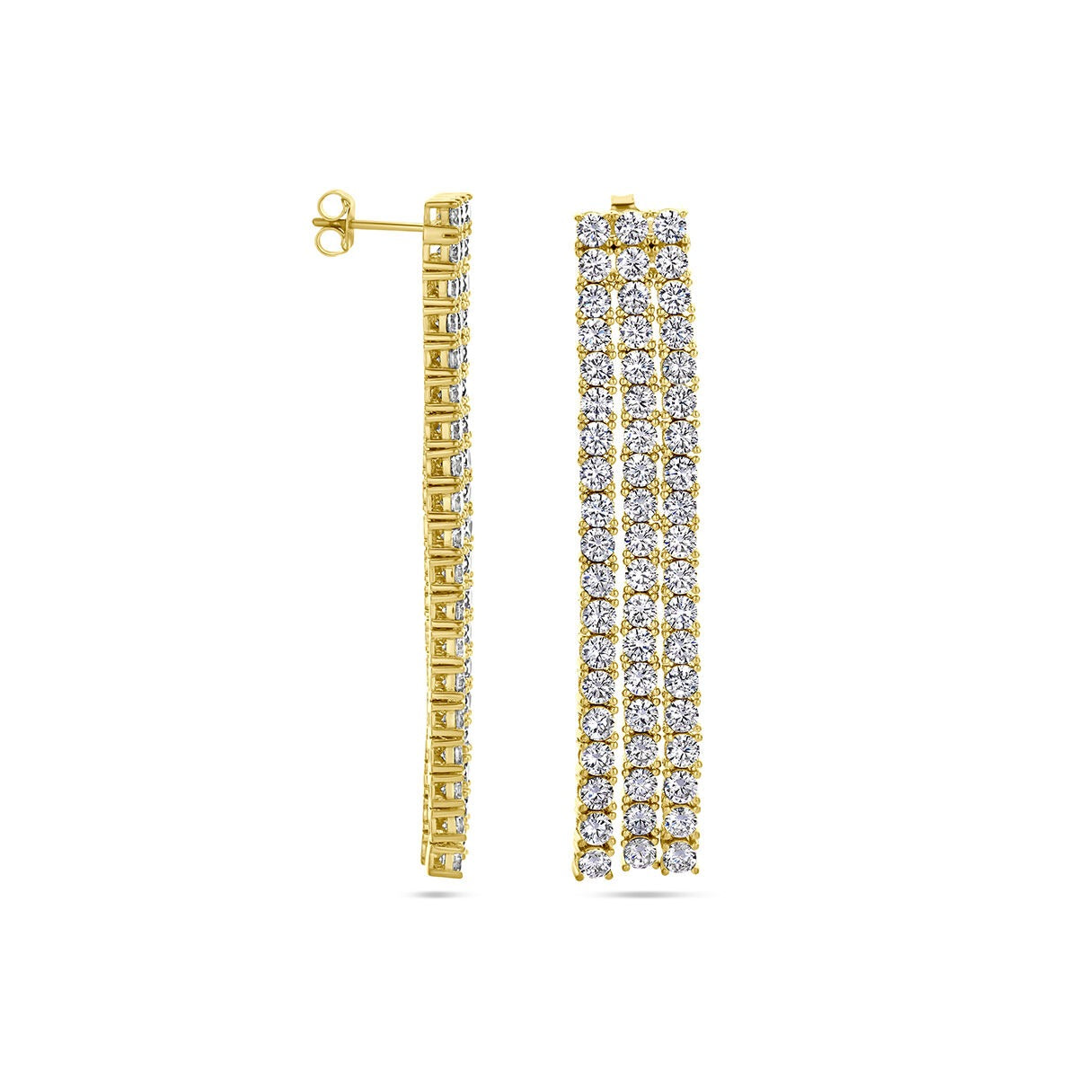 Boucles d'oreilles plaquées or argent pour femme avec zircone – doré 60 mm
