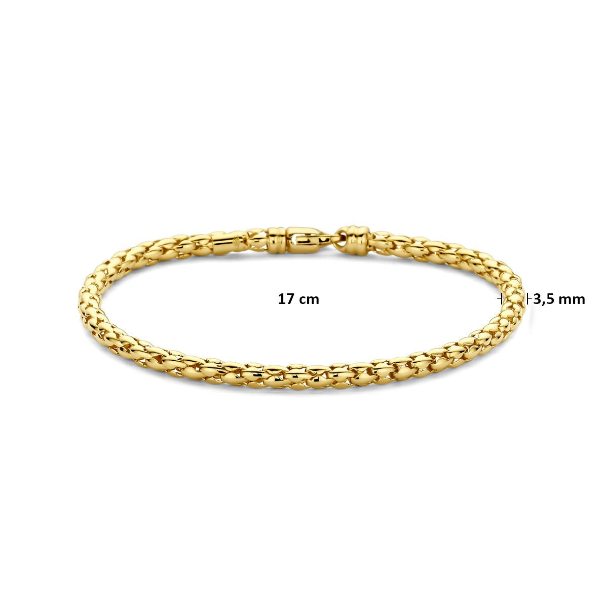 Bracelet pour femme en or 14k – design à mailles 3,5 mm 17 cm
