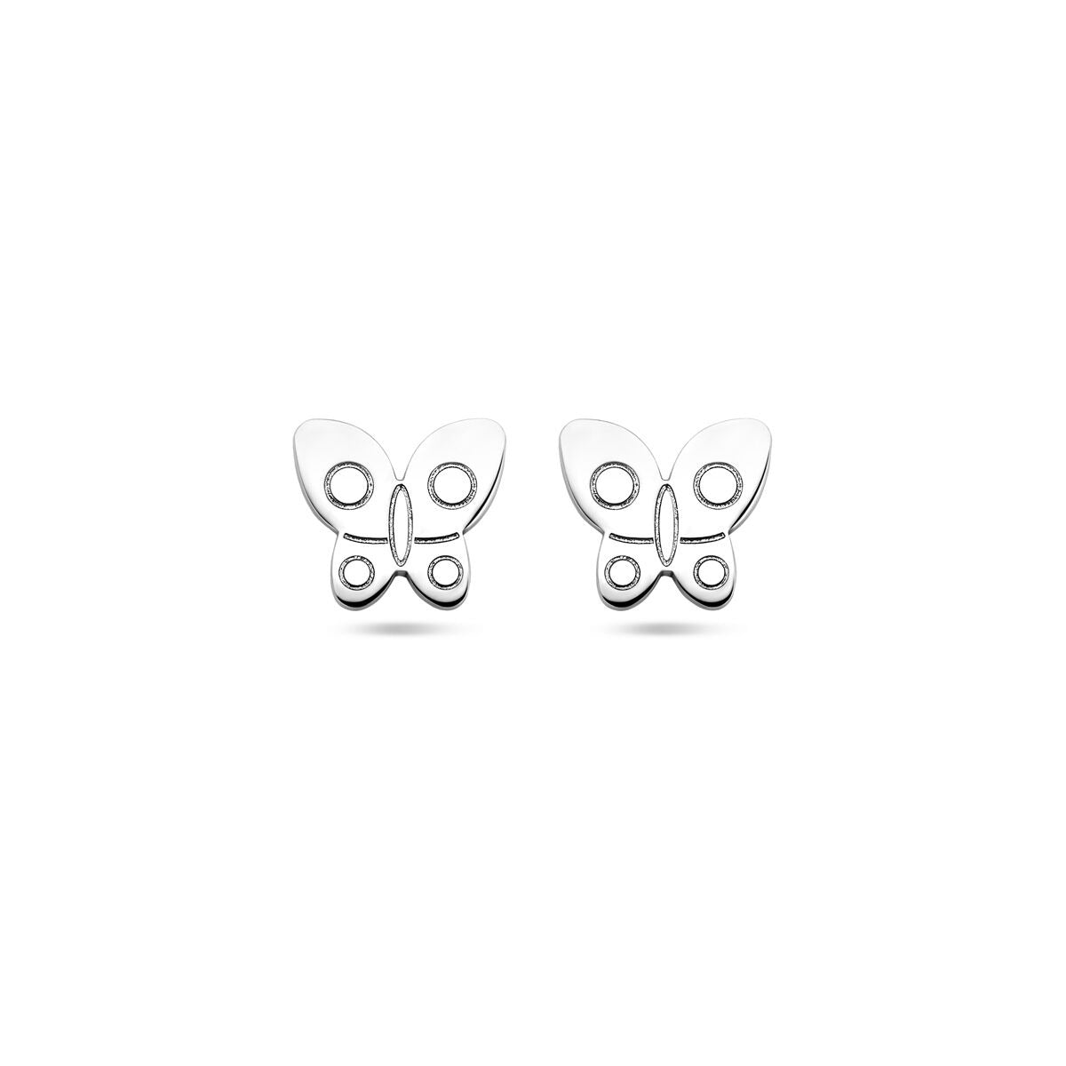 Boucles d'oreilles en argent rhodié en forme de papillon.