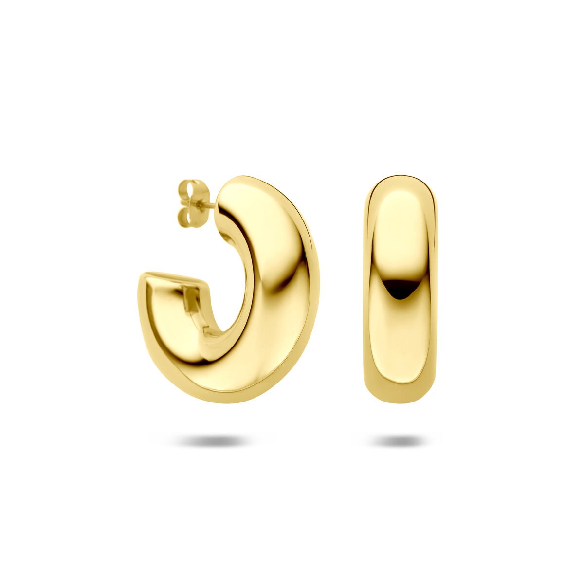 Créoles en acier PVD jaune – 31x10mm