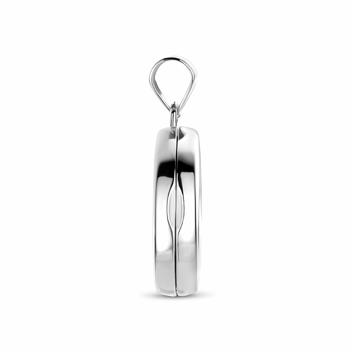 Médaillon ovale en argent rhodié