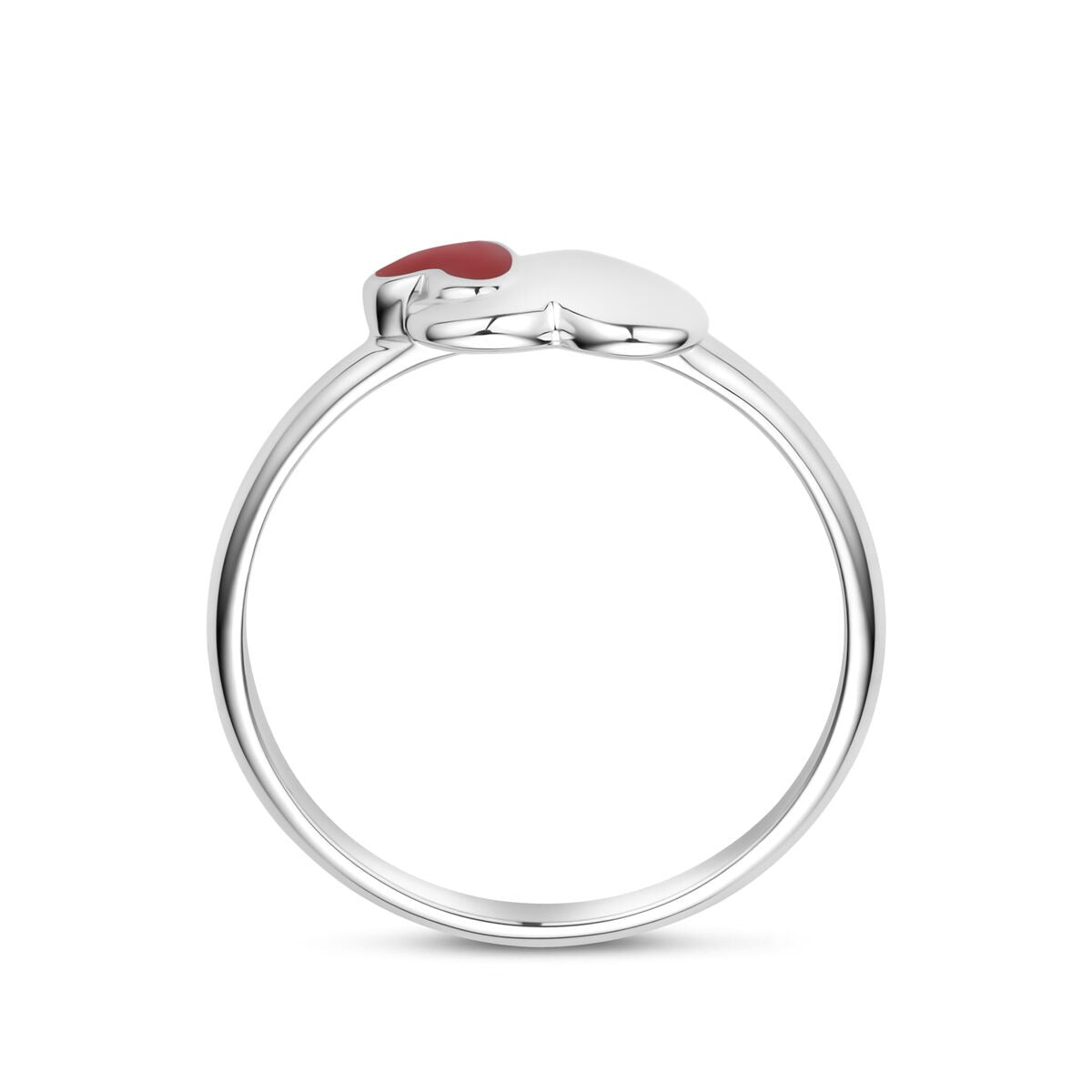 Bague pour enfant en argent avec cœur rouge – rhodié argent 925