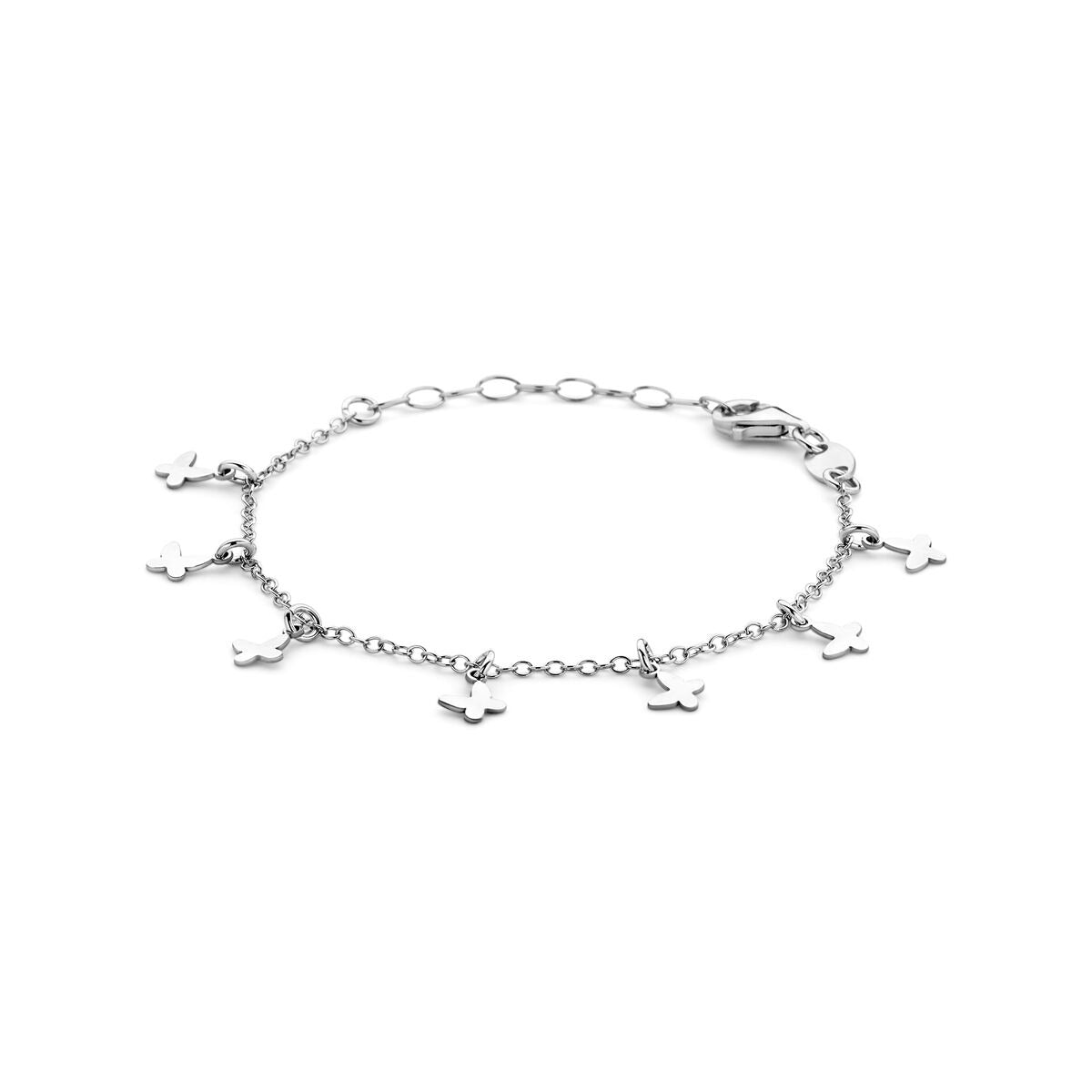 Bracelet en argent rhodié avec des papillons.