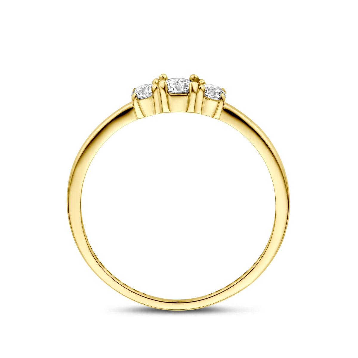 Bague pour femme en or jaune 9k avec zircone – 3,5 mm de large