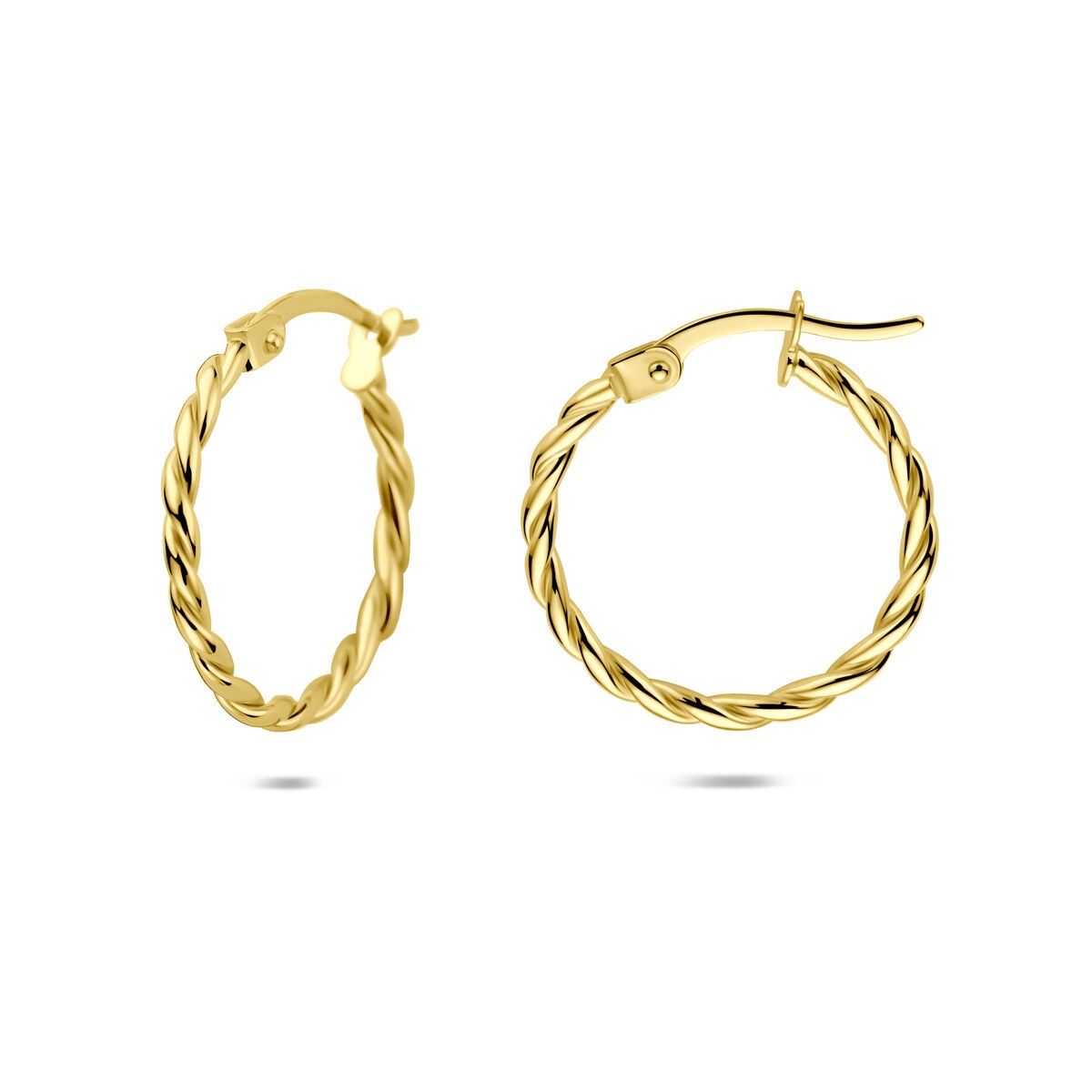 créoles en or jaune 14k torsadées – 18 mm