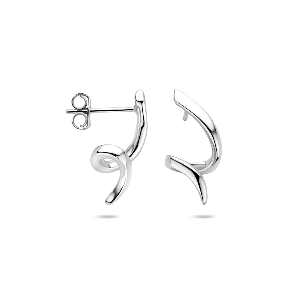 Puces d'oreilles en argent torsadées – rhodiées 925 argent, 18 x 9 mm