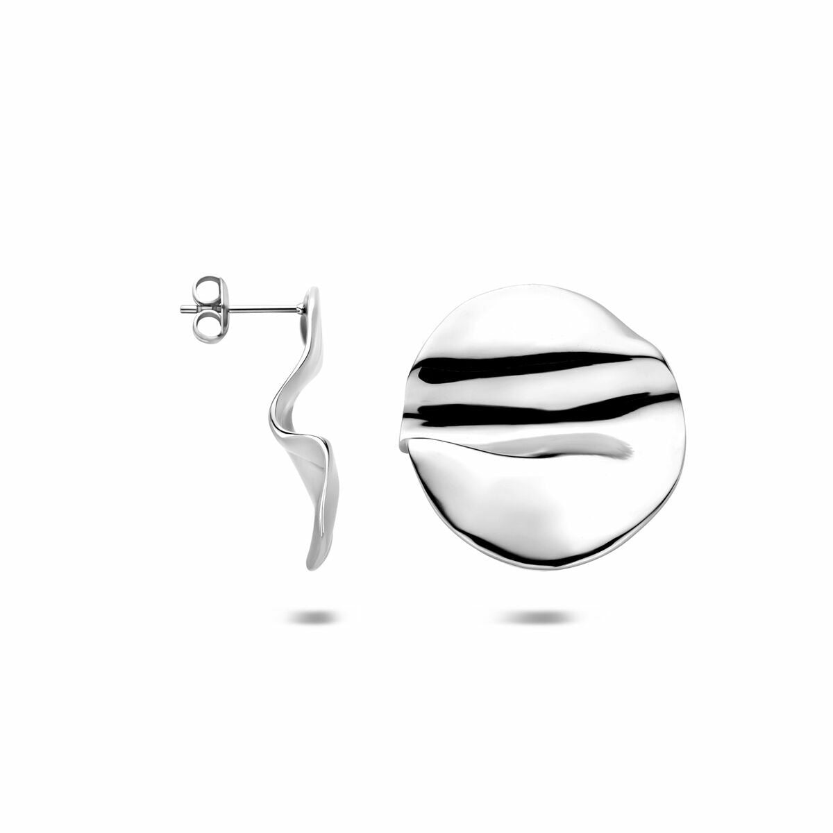 Puces d'oreilles en acier couleur argent 28x27mm