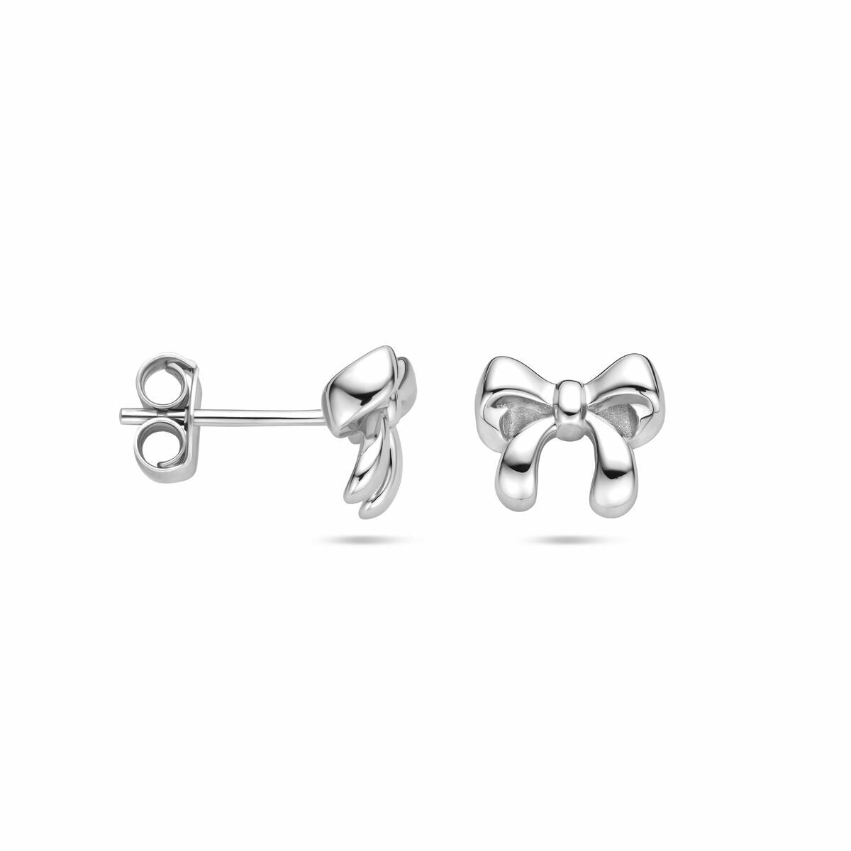 Puces d'oreilles en argent rhodié en forme de nœud 8x9.5mm