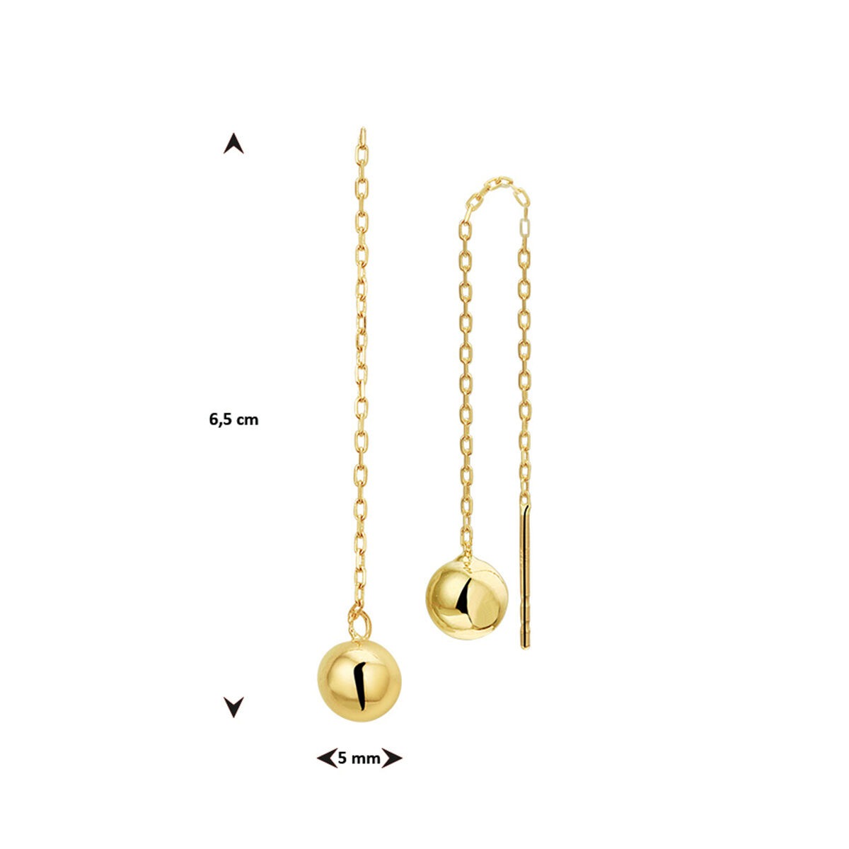 boucles d'oreilles en or jaune 9k à tirage boule