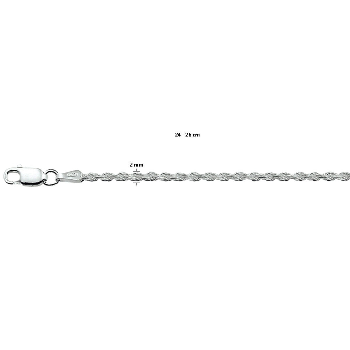 Bracelet de cheville en argent à maille – rhodié