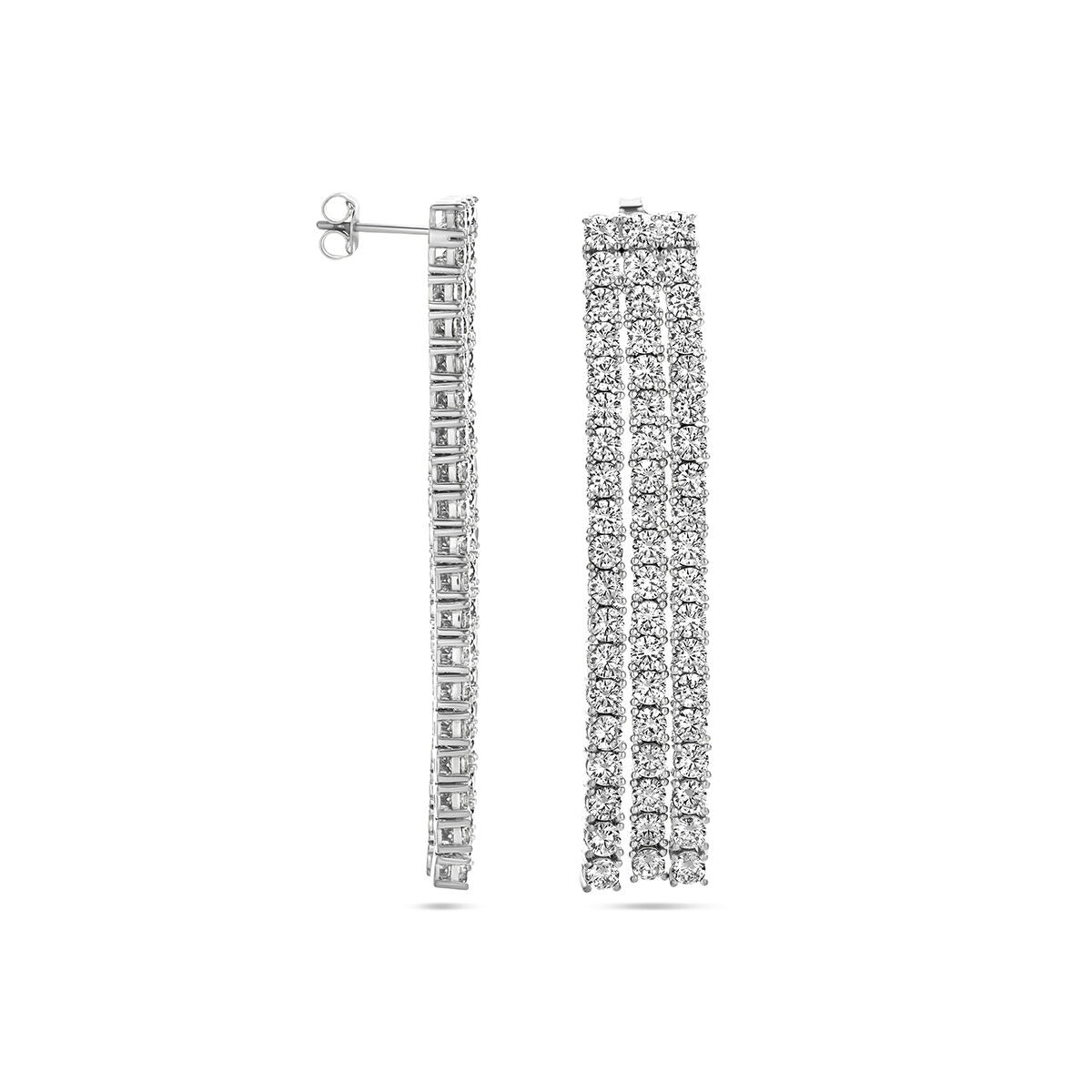 Boucles d'oreilles en argent pour femme avec zircone – rhodiées 60 mm