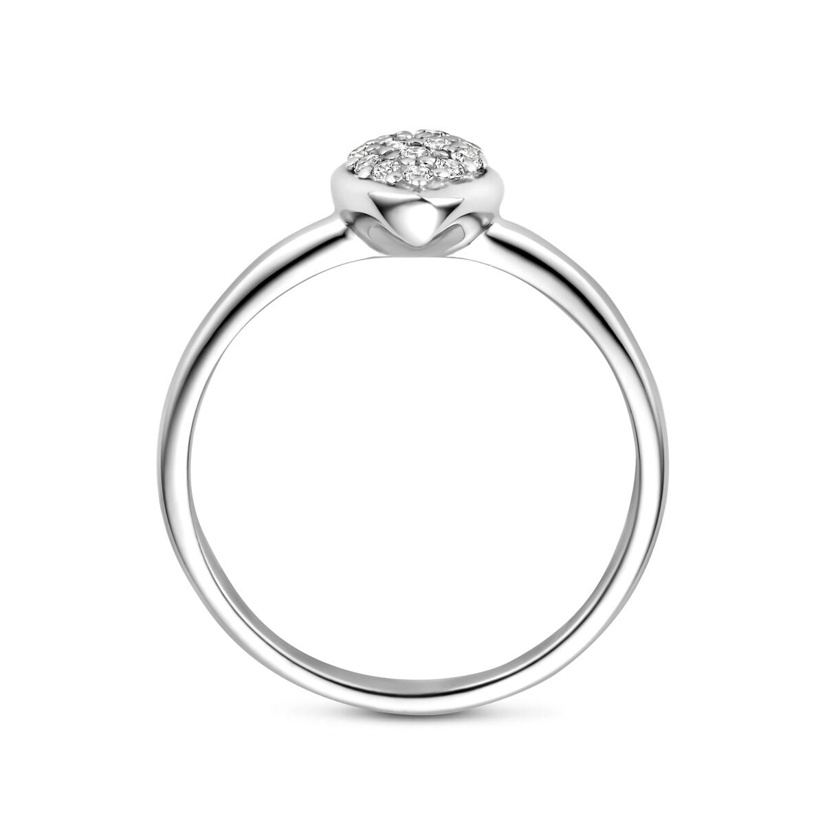 Bague pour femme en argent avec zircone – Design goutte rhodié