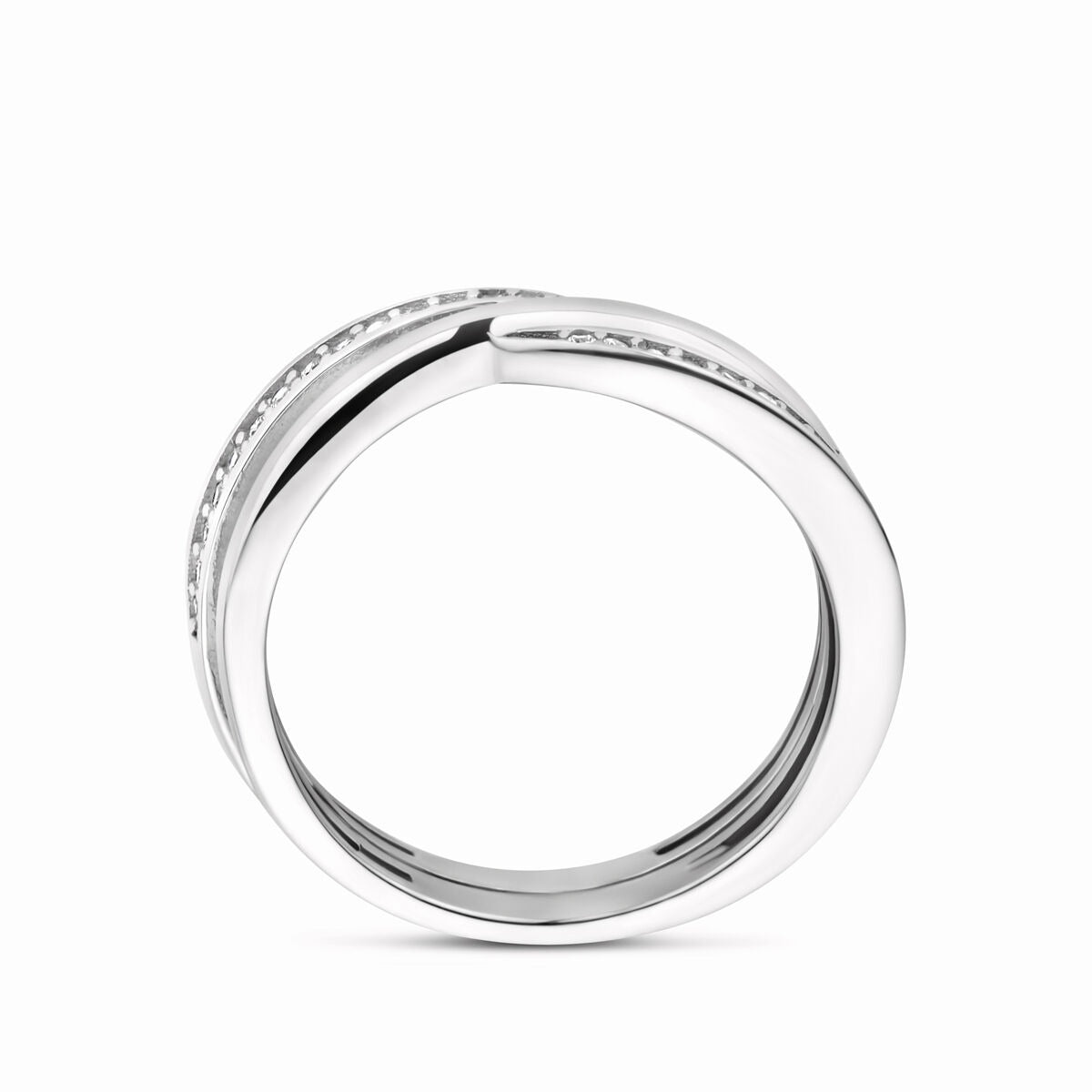 Bague en Argent avec Zircone – Rhodié Argent 925, 7 mm de large