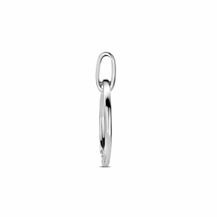 Gerhodineerd zilveren hanger met zirkonia 22 mm