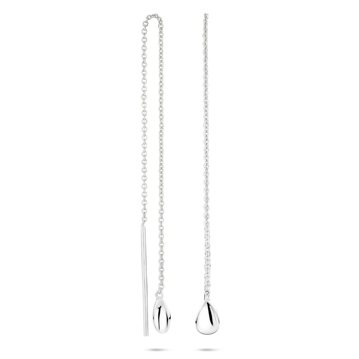 Boucles d'oreilles en argent à tirage avec goutte – rhodié argent 925, 115 mm de long