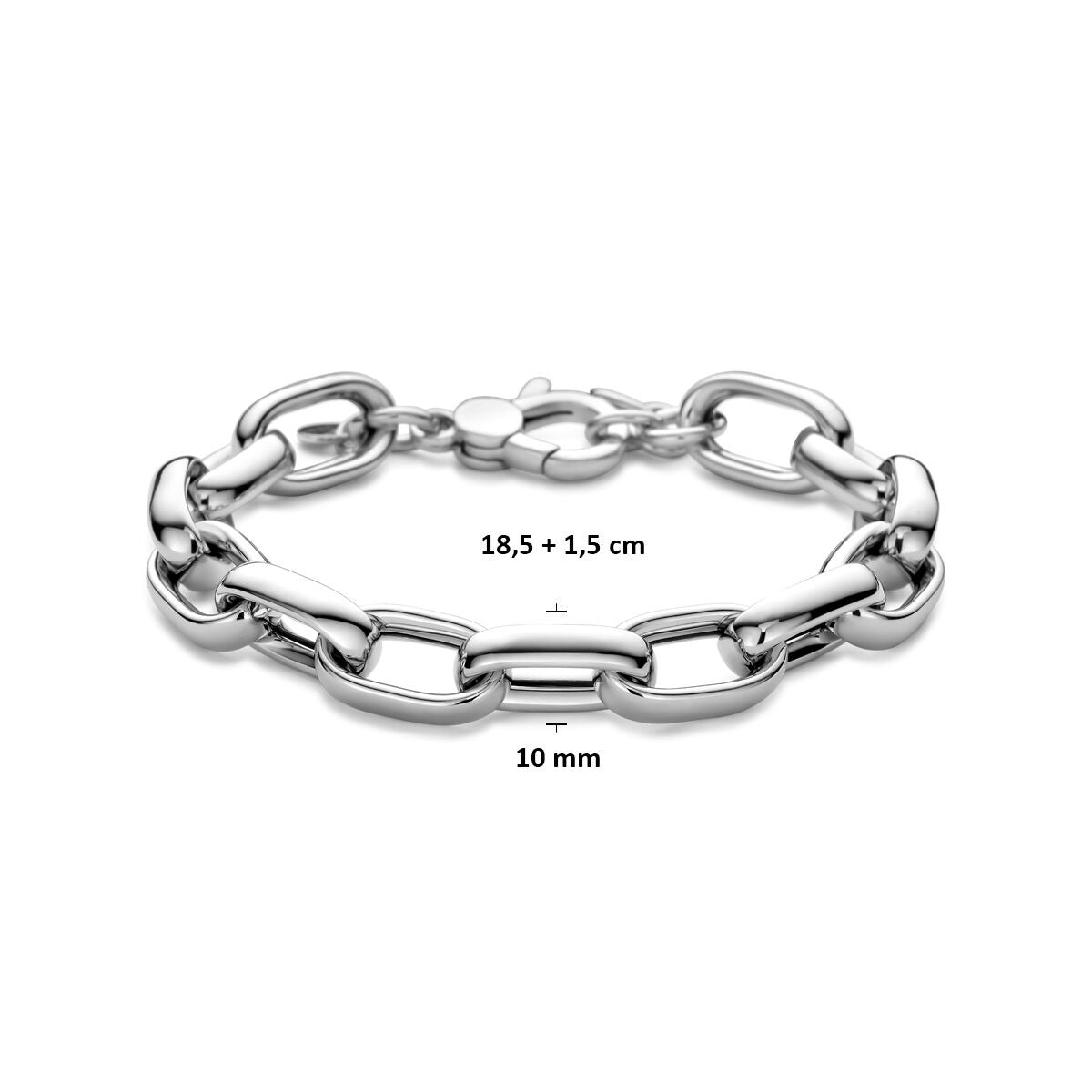 Bracelet pour femme en argent – maille ancre rhodiée 10 mm