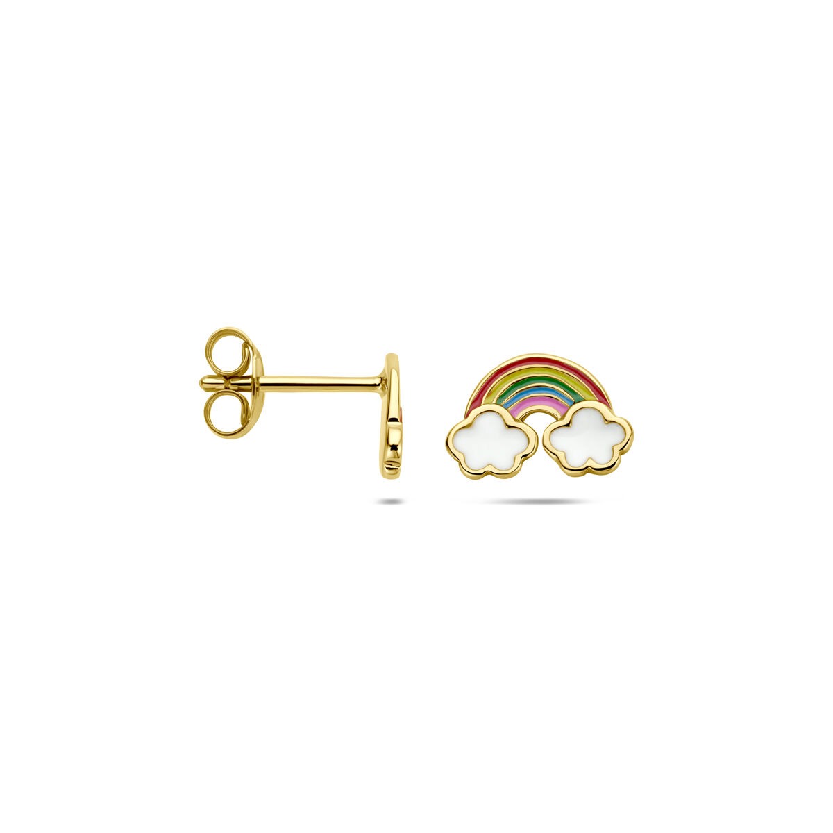 Puces d'oreilles pour enfant en argent 925 plaqué or arc-en-ciel avec des nuages
