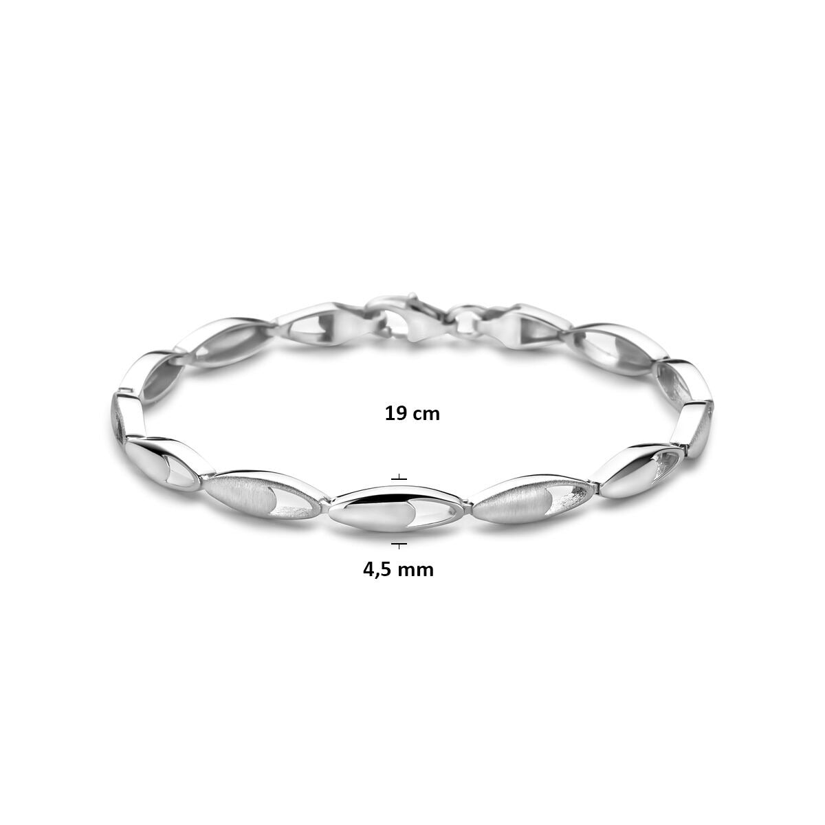 Bracelet pour femme en argent rhodié 925 4,5 mm 19 cm