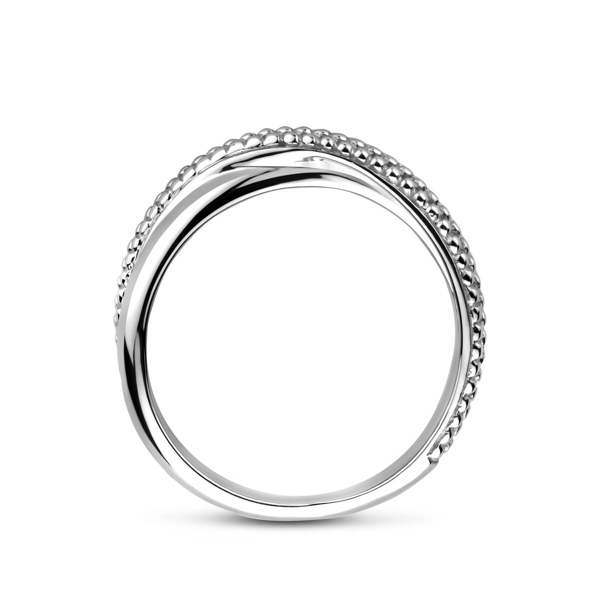 Bague pour femme en argent rhodié 925, 6,5 mm de large