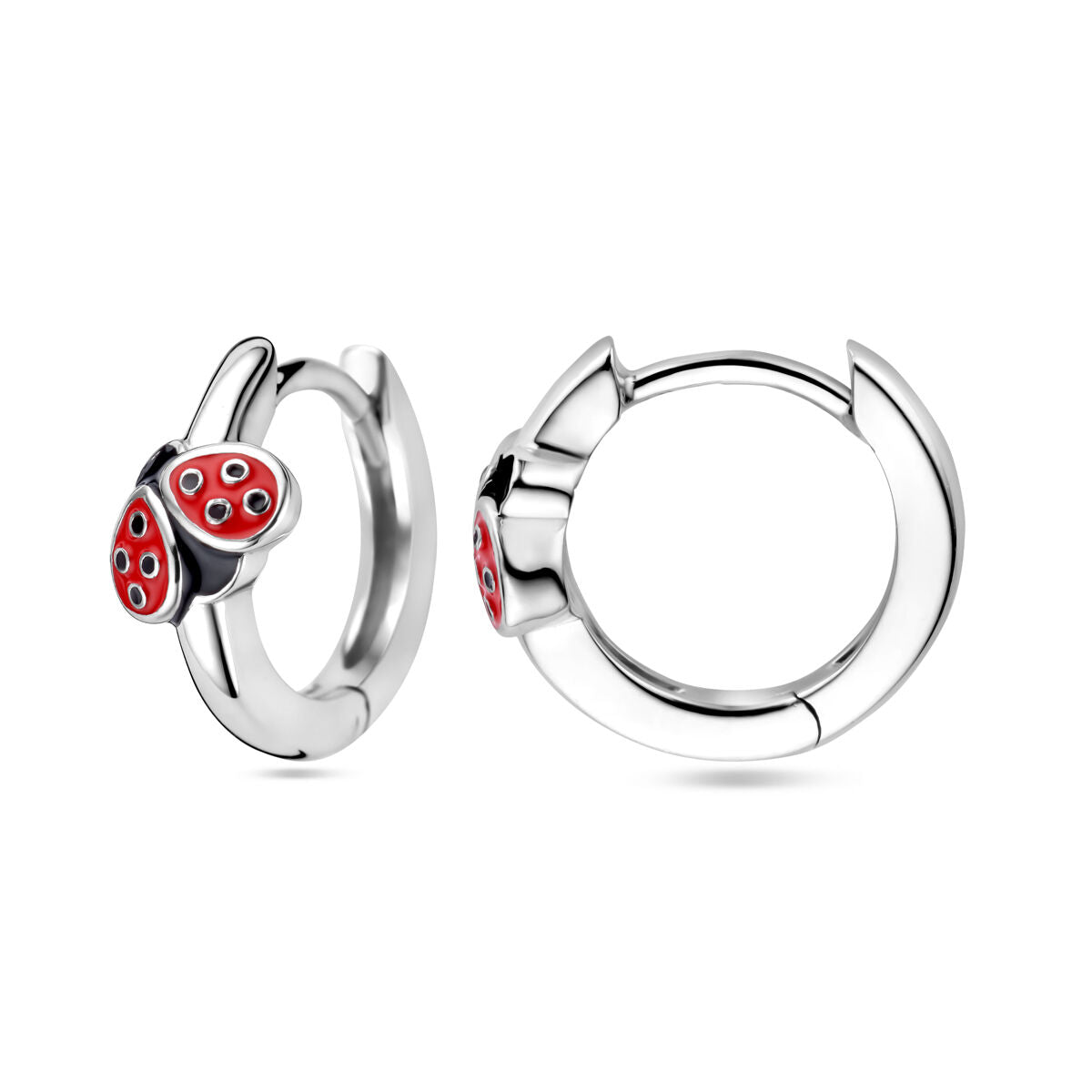 Boucles d'oreilles en argent en forme de coccinelle avec émail
