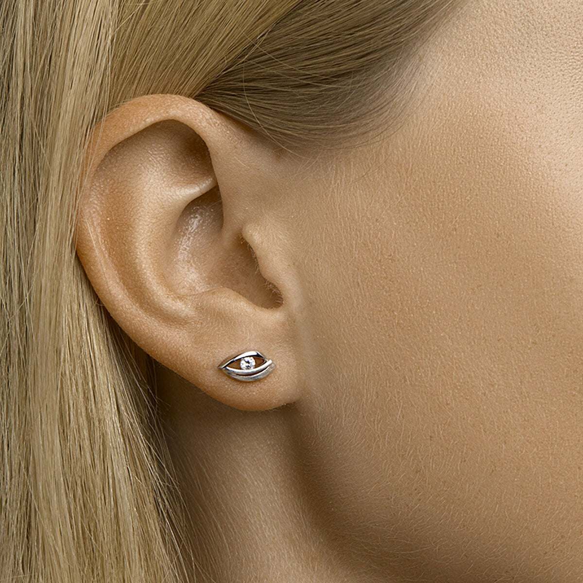 Puces d'oreilles en argent rhodié 925 avec zircone
