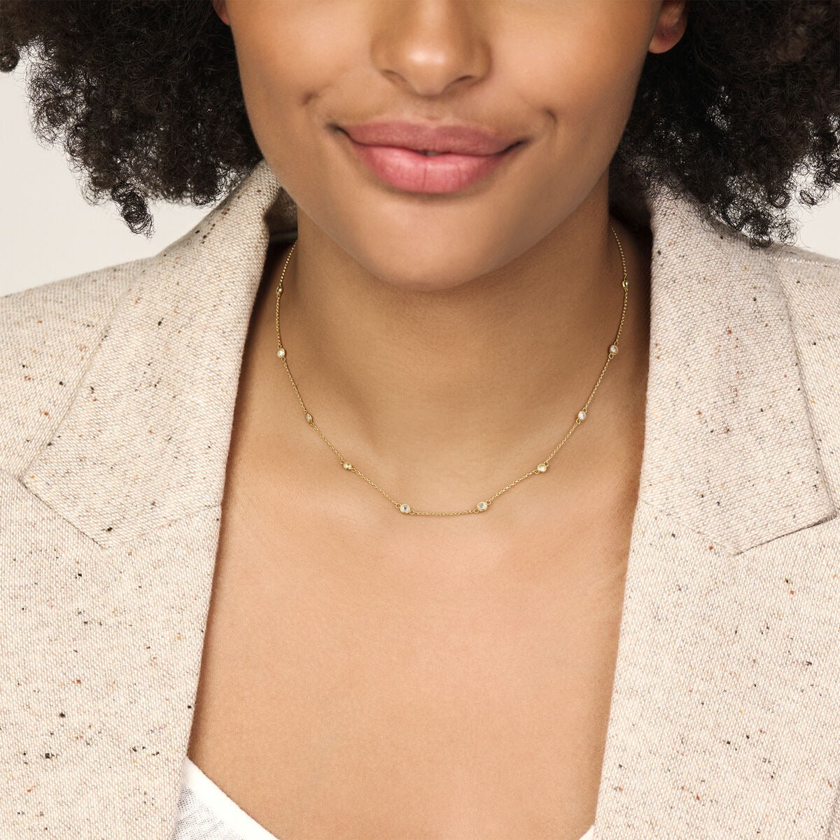 collier en or jaune 14k avec zircone