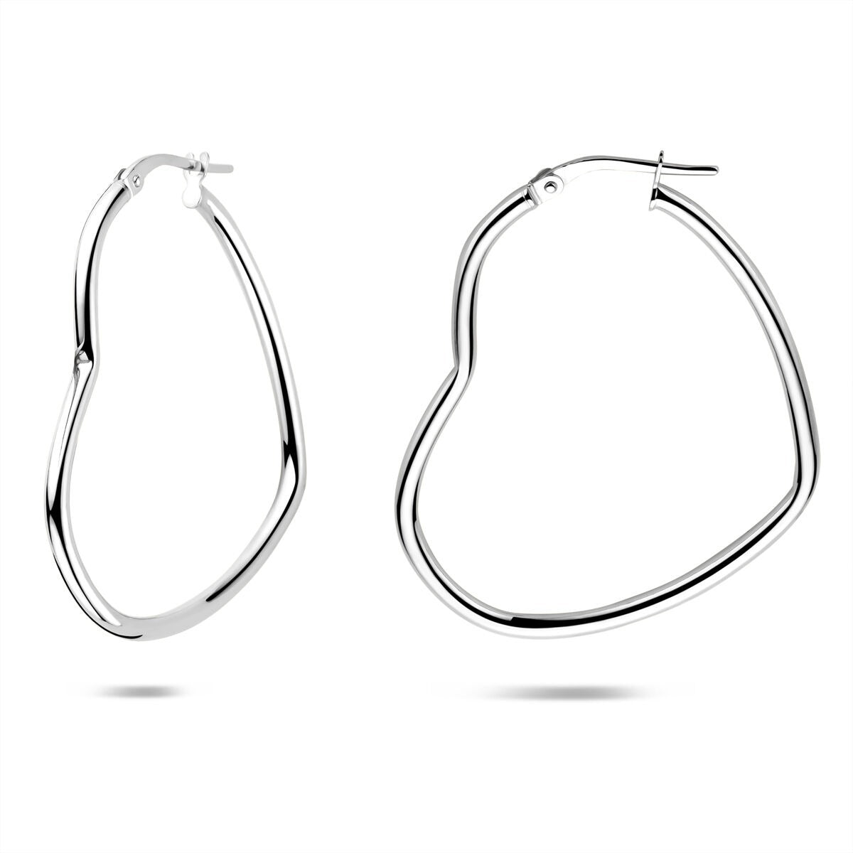 Créoles en argent en forme de cœur – rhodié argent 925