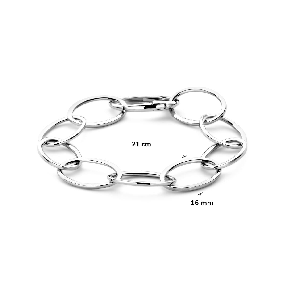Bracelet pour femme en argent rhodié avec maille ancre 16mm