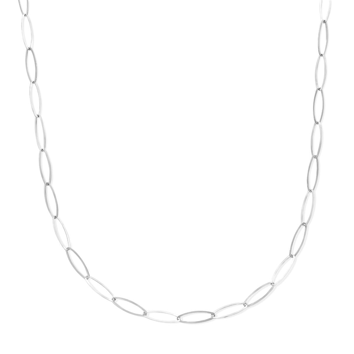 Collier en argent rhodié avec maillons en forme d'ancre de 5,1 mm, longueur de 45 cm.