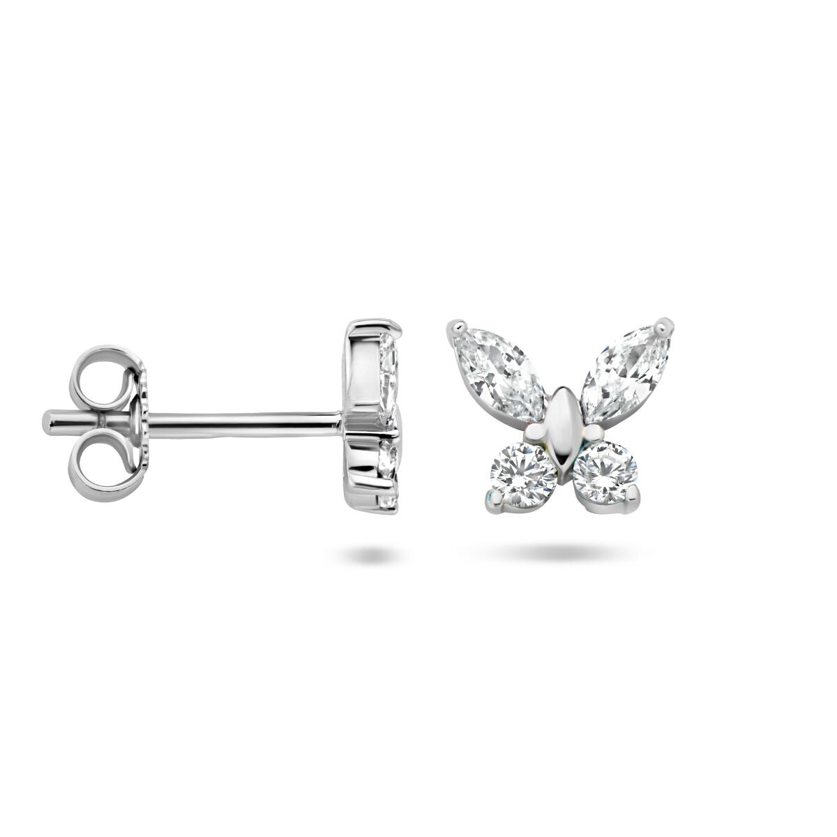 Puces d'oreilles en argent en forme de papillon avec zircone – bijoux pour enfant