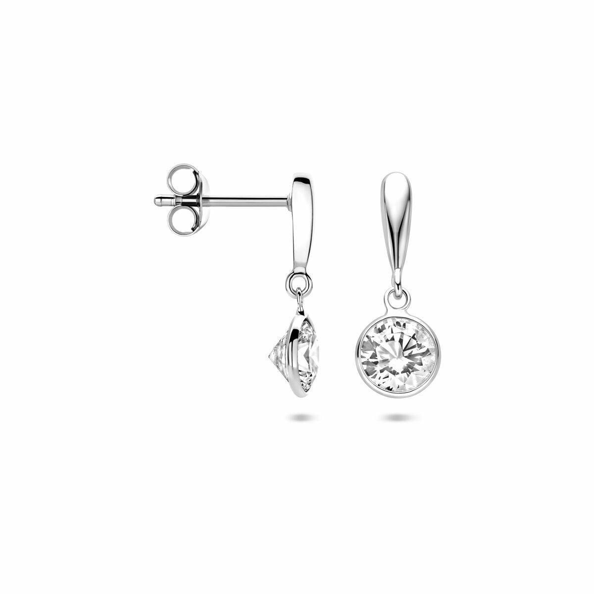 Boucles d'oreilles en argent rondes avec zircone 18 mm