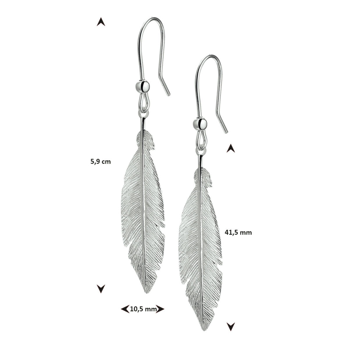 Boucles d'oreilles en argent avec plumes – rhodiées 925