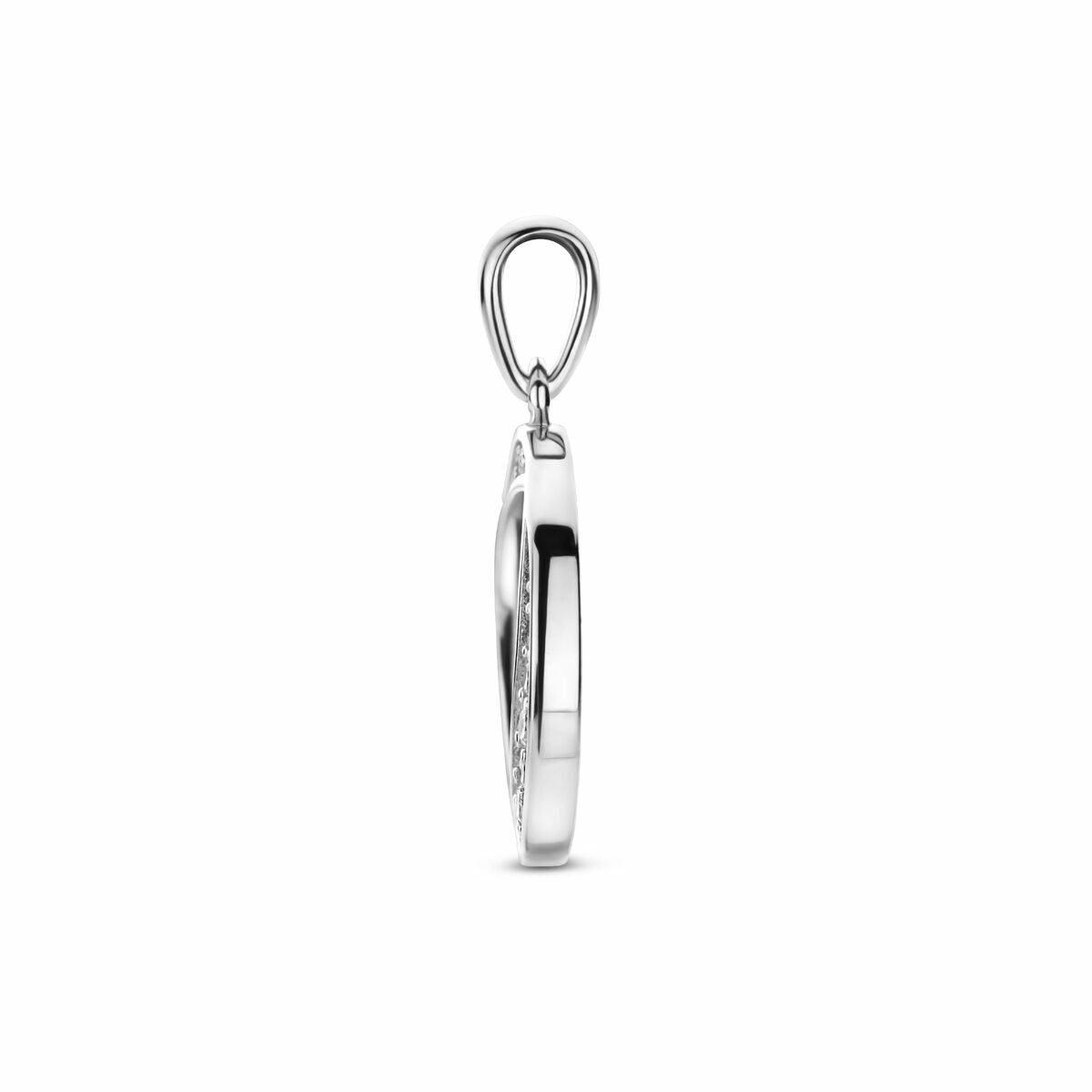 Pendentif en argent avec entourage en zircone – rhodié 925 argent 23 mm