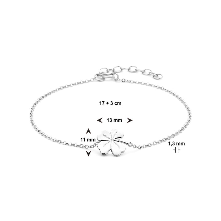 Klaverarmband in gerhodineerd zilver – dames armband